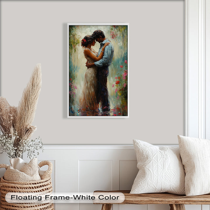 Romantic Couple Surrounded by Blooms - Love Oil Painting