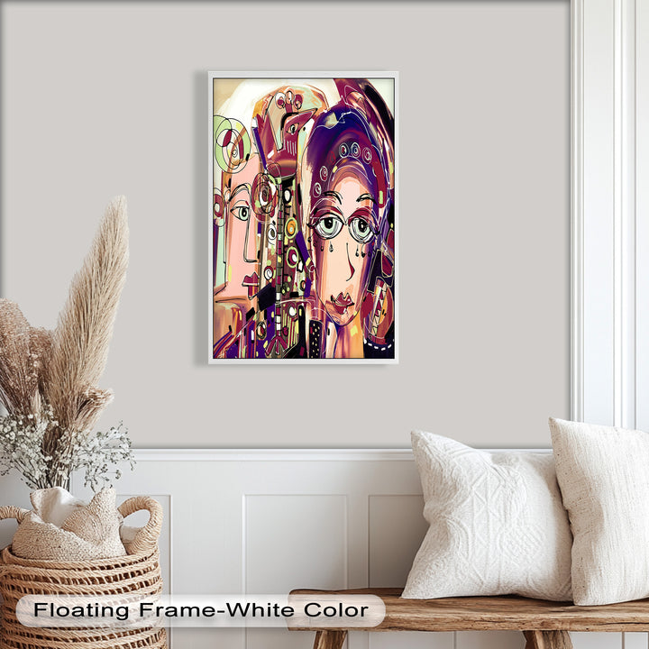 Whispers in Color – Dual Faces with Expressive Eyes Picasso Oil Painting