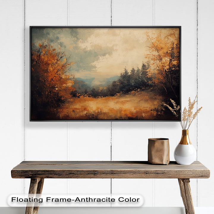 Herbstliche Waldlandschaft – Gerahmtes Ölgemälde
