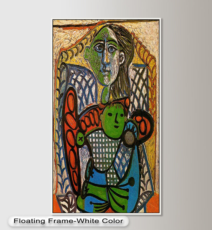 Green Embrace – Mother and Child Picasso Oil Painting