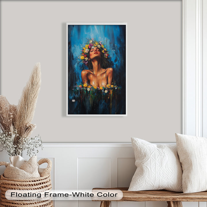 Floral Reverie – Ethereal Woman with Flower Crown Oil Painting