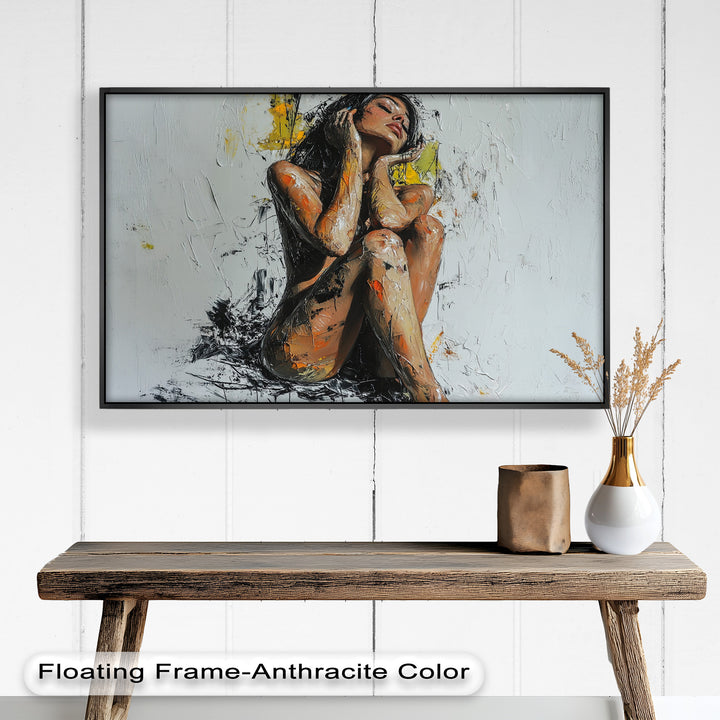 Poise in Silence – Textured Nude Figure Oil Painting