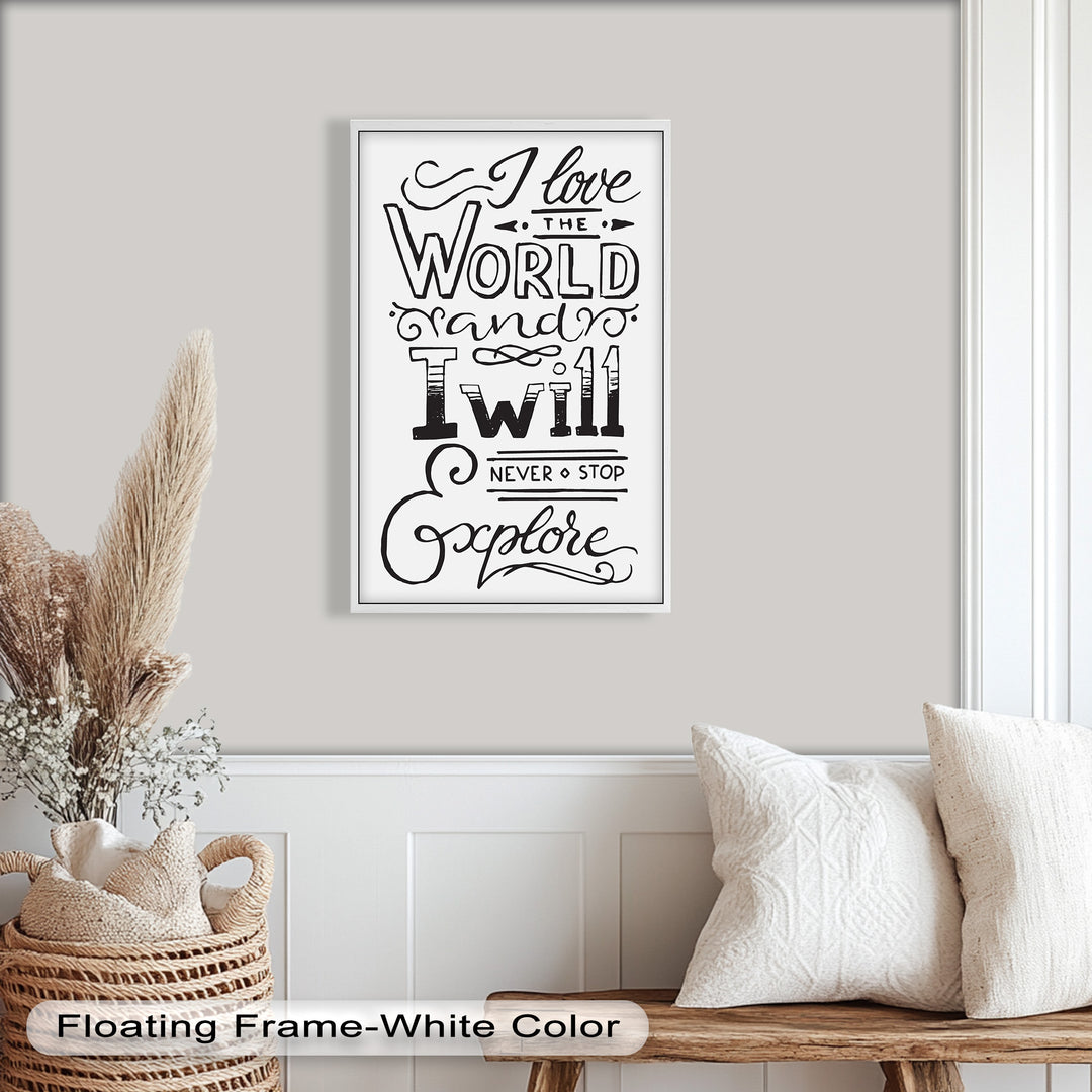 Adventure-Inspired Oil Painting – “I Love the World” Motivational Travel Art
