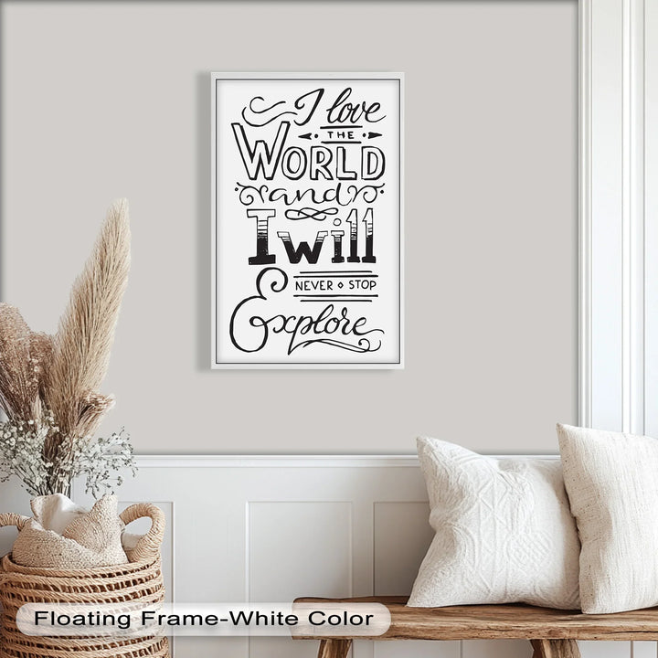 Adventure-Inspired Oil Painting – “I Love the World” Motivational Travel Art
