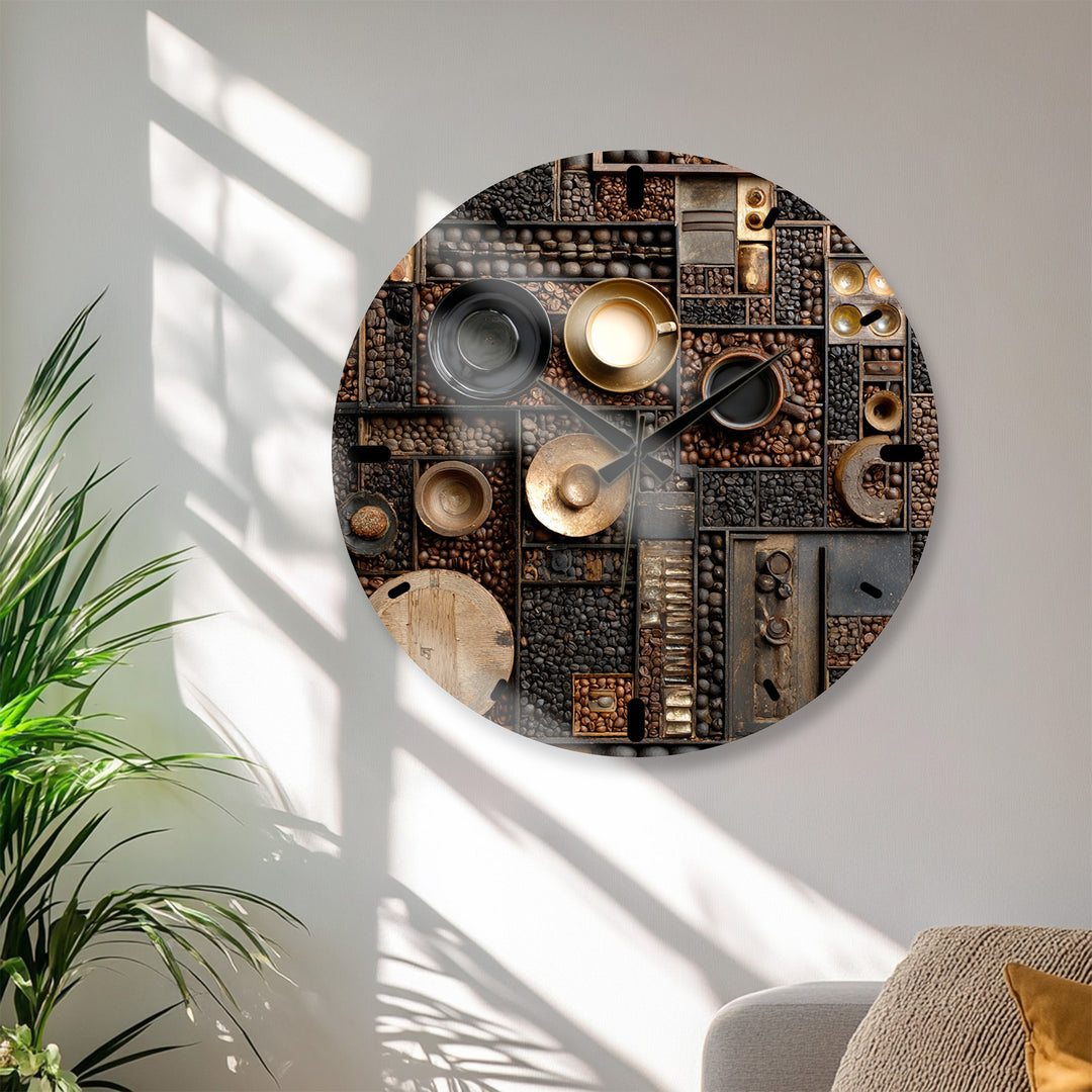 Kaffeebohnen-Glas-Wanduhr – rustikale Kaffee-Bar-Dekoration