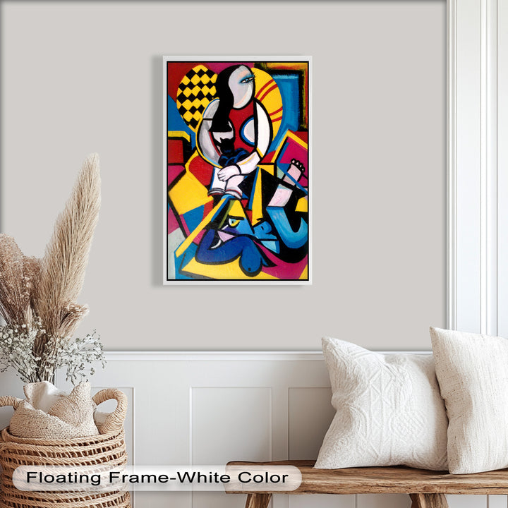 Cubist Woman with Cat Wall Art – Abstract Oil Painting