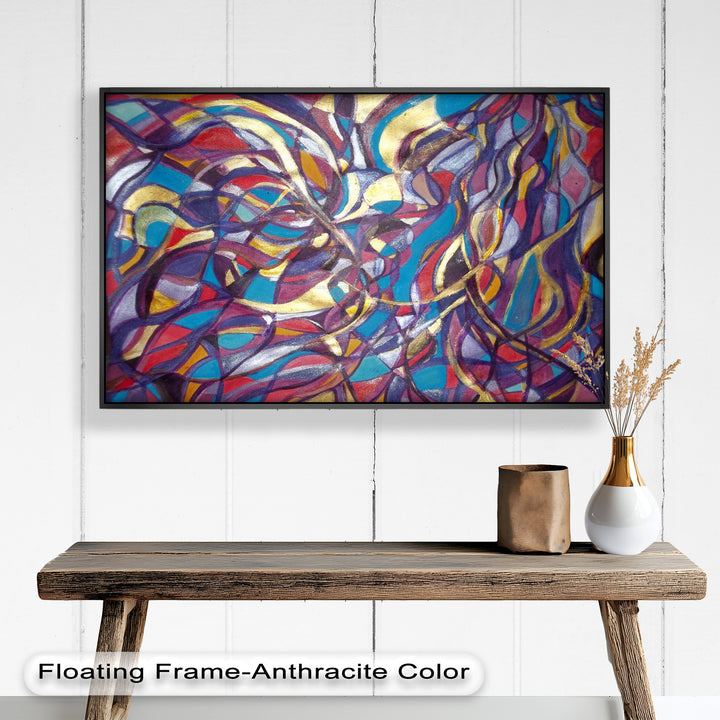 Farbenfrohe fließende Komposition – Abstraktes expressionistisches Ölgemälde