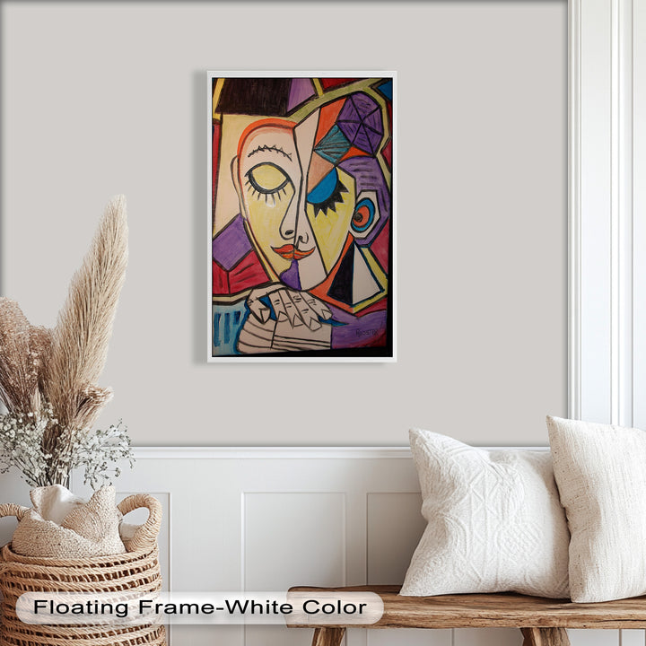 Unified Gaze – Dual Expression Abstract Picasso Oil Painting
