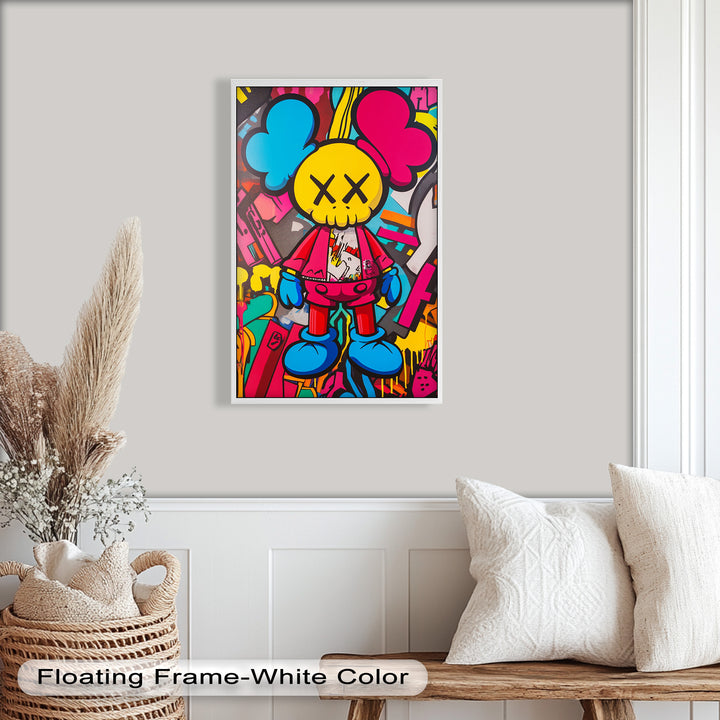 Neon Rebellion – KAWS Graffiti Ölgemälde