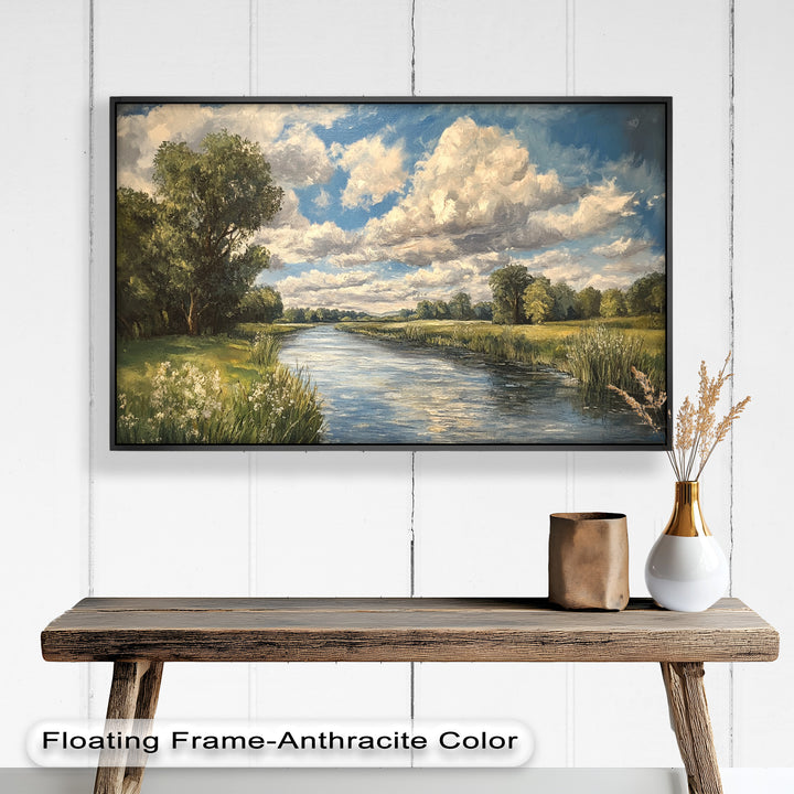Ruhige Flusslandschaft – Moderne Natur-Ölgemälde