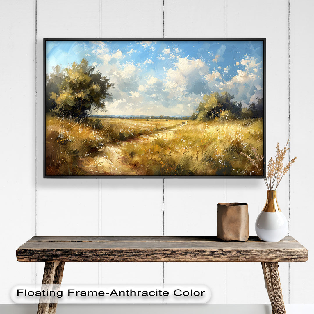Nostalgic Landscape Framed Art – Nature Oil Painting