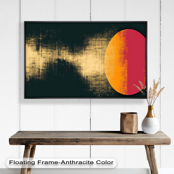 Rot &amp; Orange Eclipse Art – Minimalistisches Ölgemälde