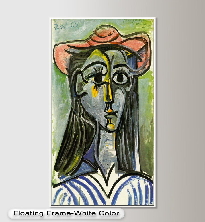 Woman in Rose Hat – Expressive Cubist Portrait Picasso Oil Painting