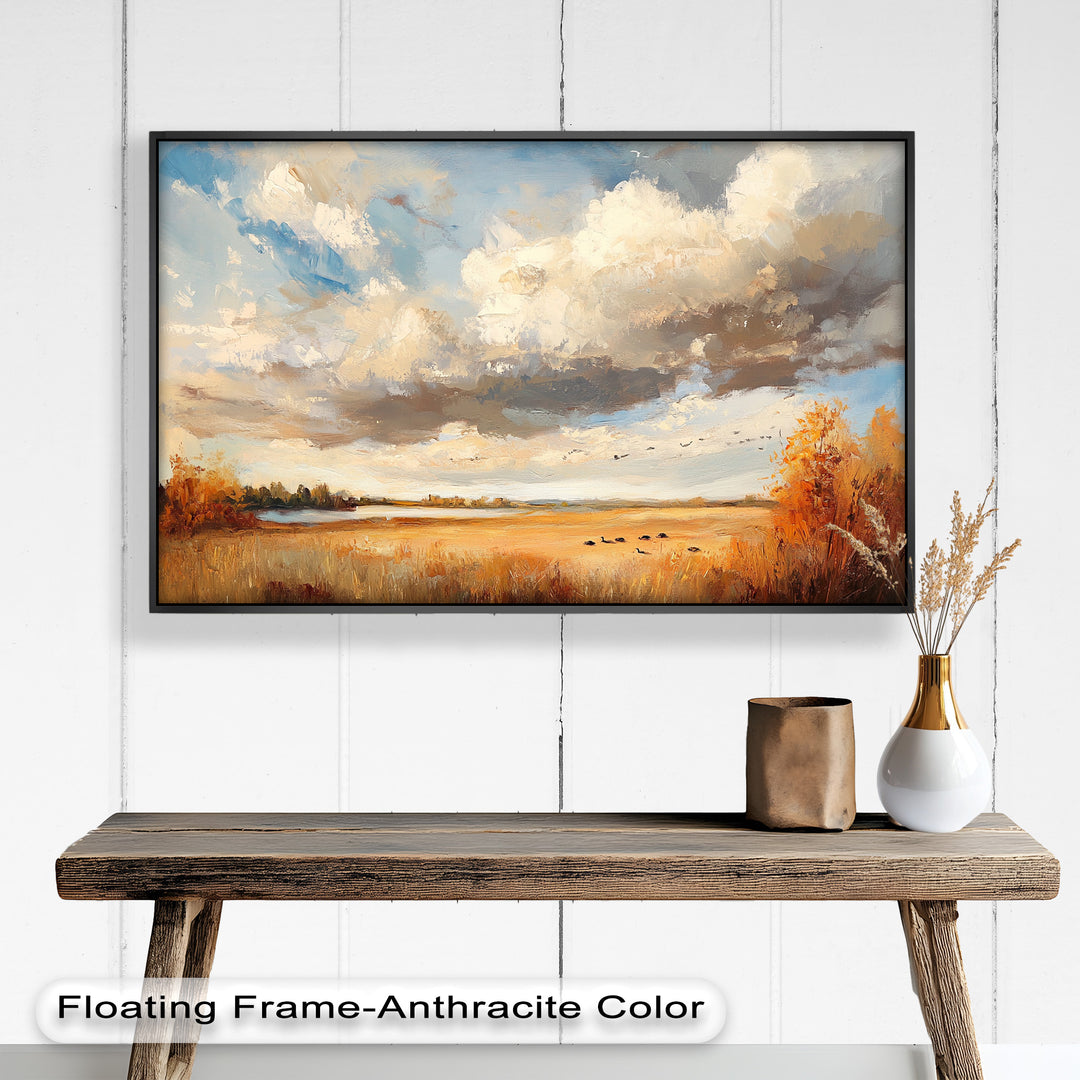 Autumn Meadow Wall Art – Impressionist Landscape Oil Painting