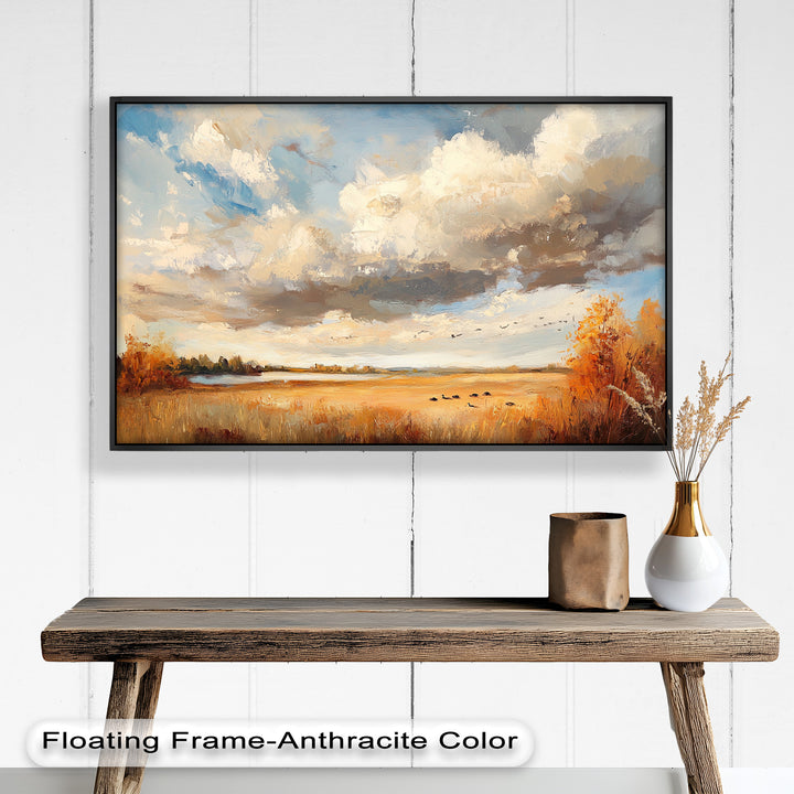 Autumn Meadow Wall Art – Impressionist Landscape Oil Painting