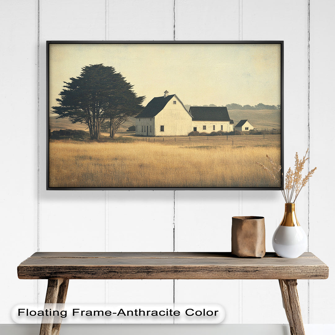 Golden Prairie Barn – Ölgemälde einer Bauernhauslandschaft