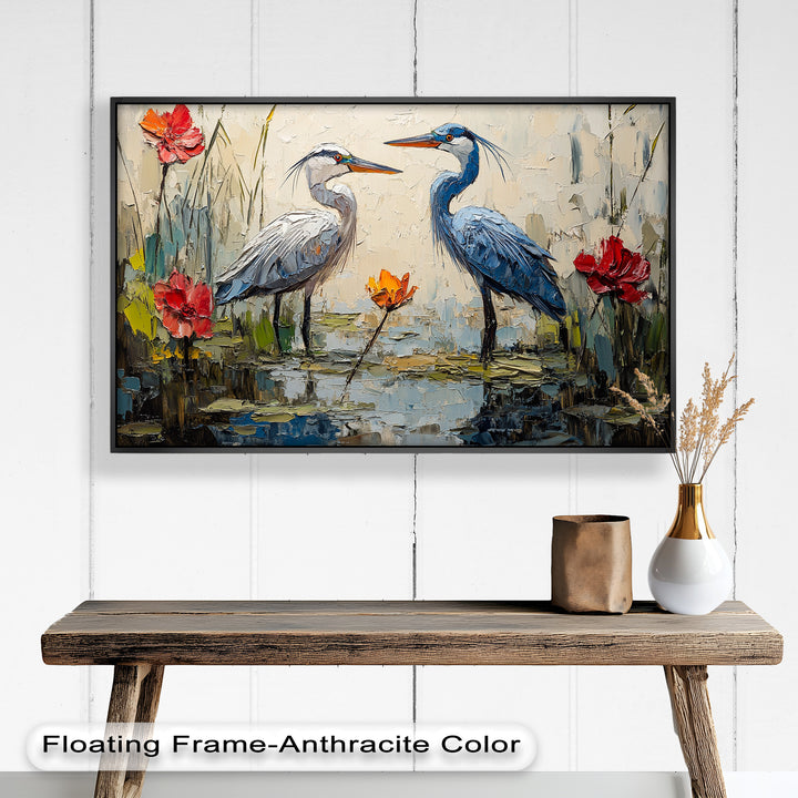 Pair of Herons – Animal Oil Painting