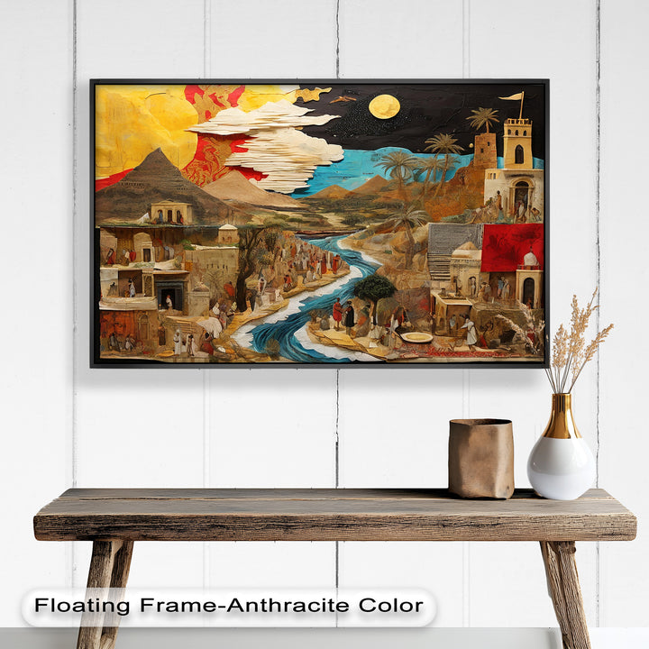 River of Time – Ancient Civilization Collage Picasso Oil Painting
