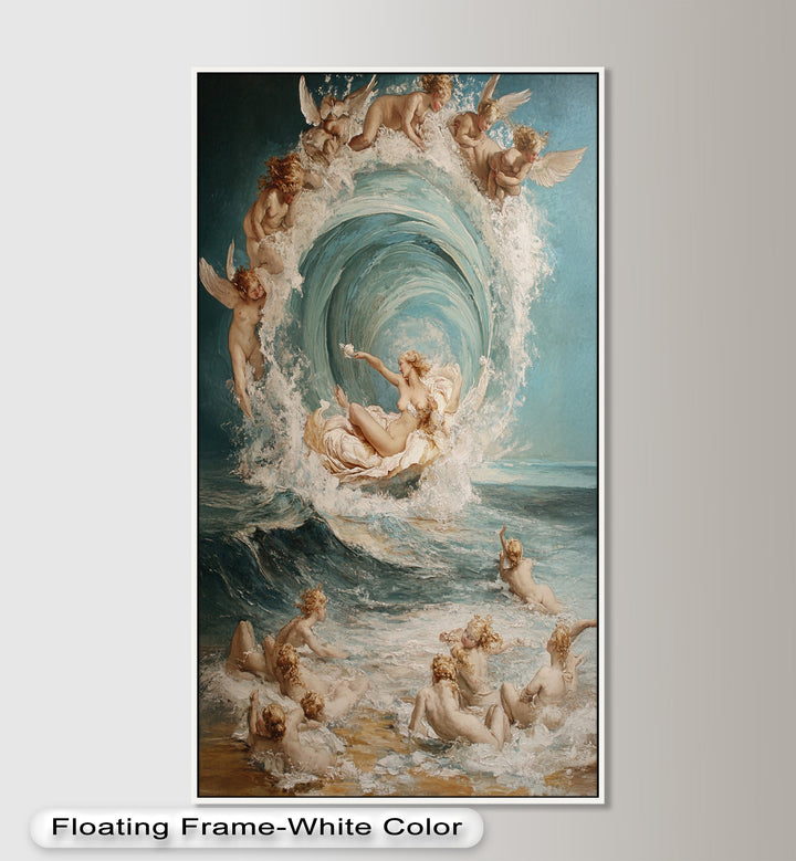 The Birth of Beauty – Mythic Seafoam and Cherubs Nude Oil Painting