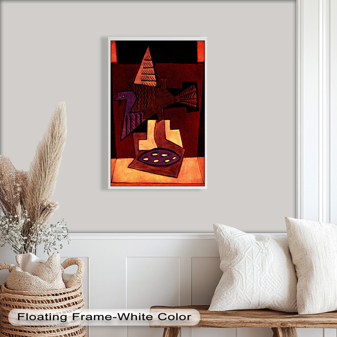 Geometric Bird Abstract Wall Art – Modern Cubist Oil Painting