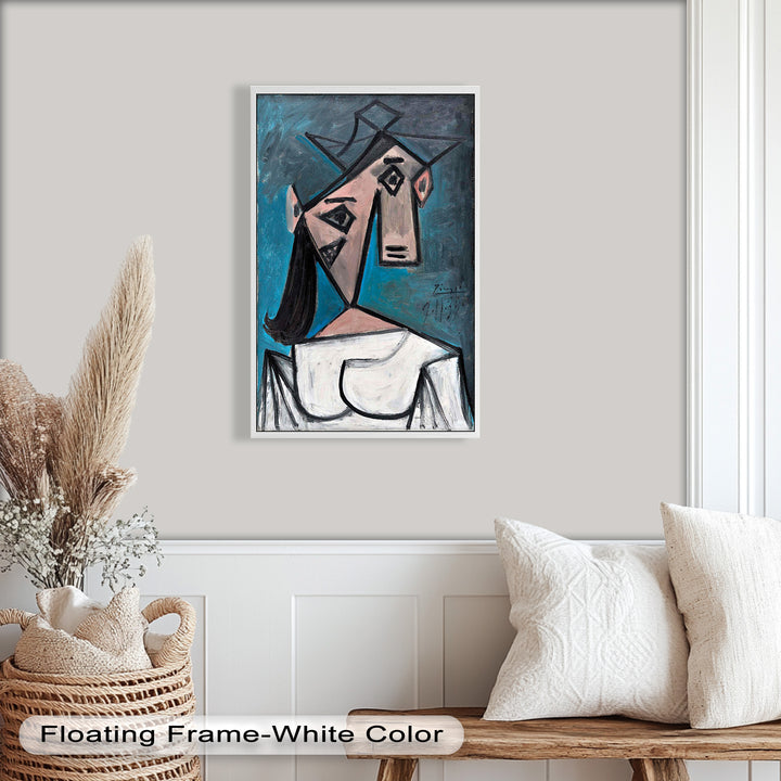 Angular Expression – Cubist Woman in White Dress Picasso Oil Painting