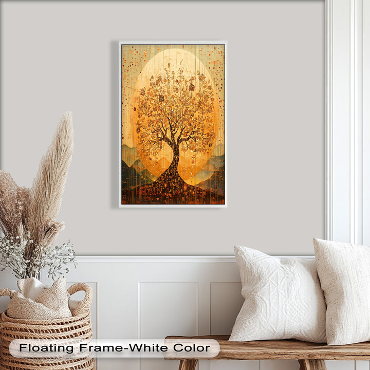 Tree of Light – Radiant Abstract Golden Tree Oil Painting