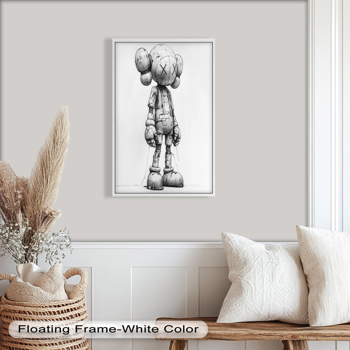 Timber Companion – Monochrome KAWS Oil Painting