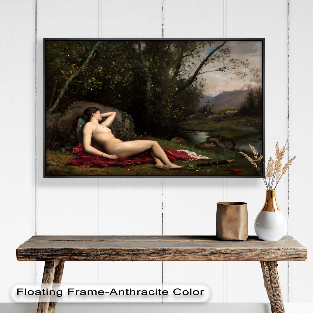 Reclining Diana – Classical Goddess in Nature Renaissance Oil Painting