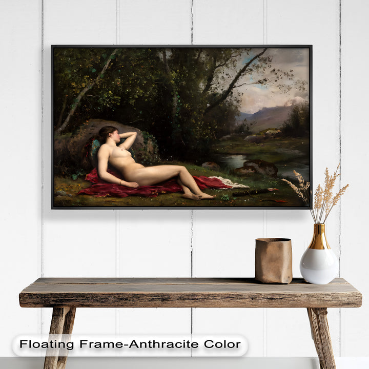 Reclining Diana – Classical Goddess in Nature Renaissance Oil Painting