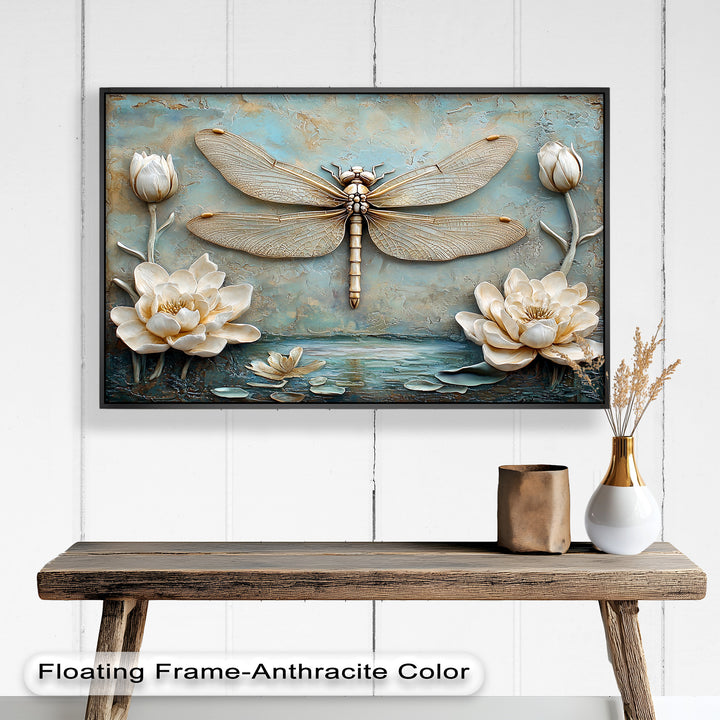 Vintage Dragonfly – Framed Oil Painting