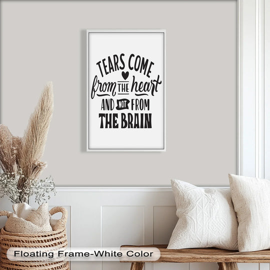 Foregrounded by layered textures, the 'Tears Come from the Heart' monochrome oil painting decoration is framed, emphasizing the artwork's depth against a neutral backdrop.