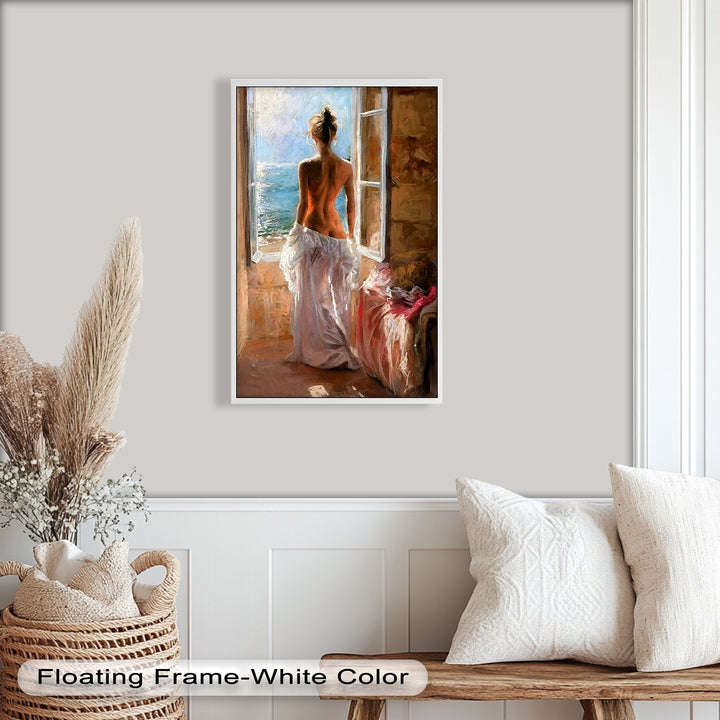 Whispers of the Sea – Romantic Woman by the Ocean Nude Oil Painting