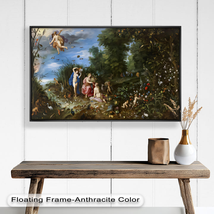 The Garden of Earthly Light – Mythological Forest Scene Oil Painting