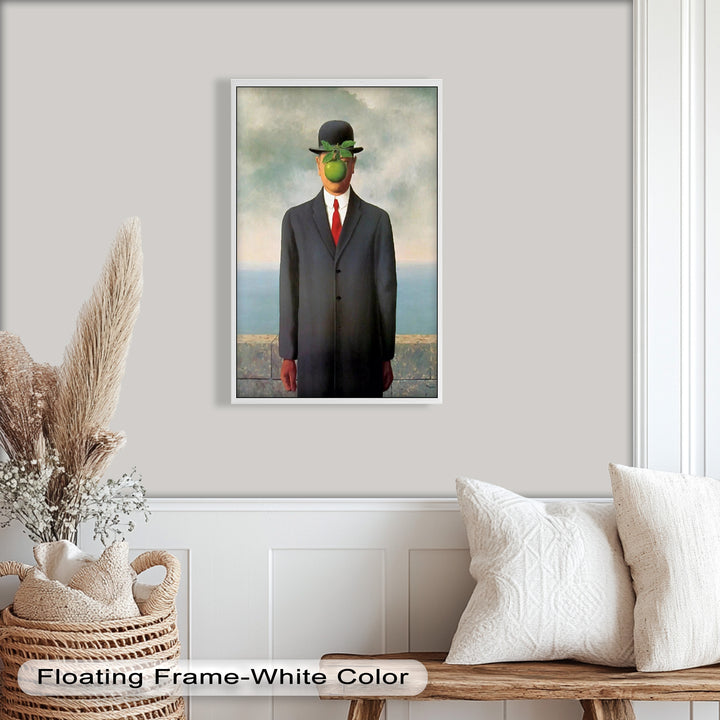 The Hidden Face – Surrealist Gentleman with Green Apple Oil Painting