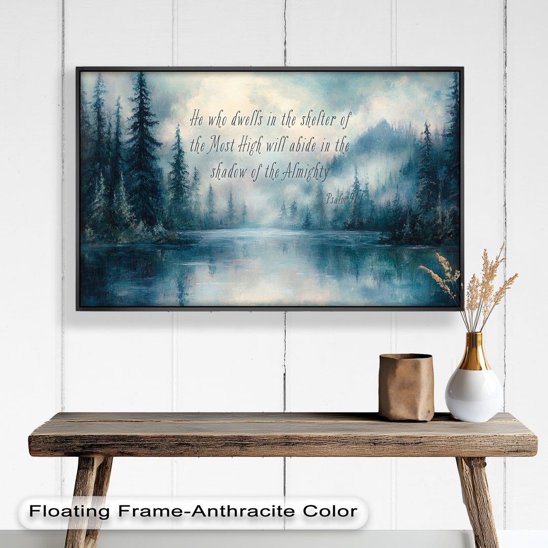 Psalm 91:1 – Divine Protection Bible Verse Oil Painting