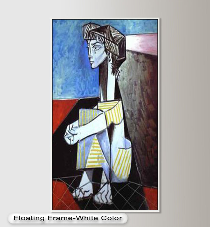 Seated in Reflection – Picasso Style Abstract Oil Painting
