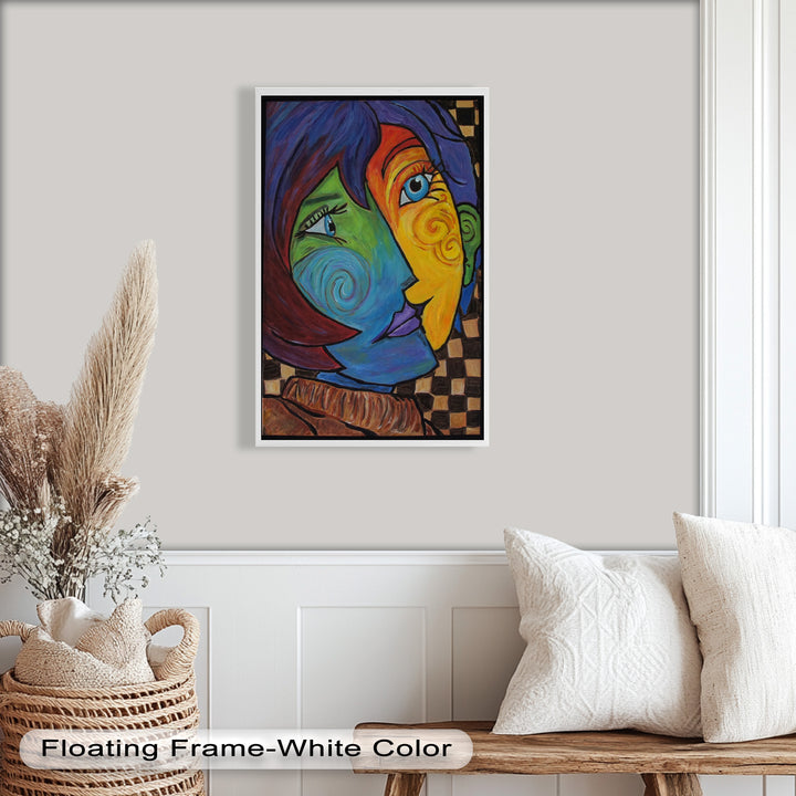 Dual Emotions – Vibrant Abstract Portrait Picasso Oil Painting