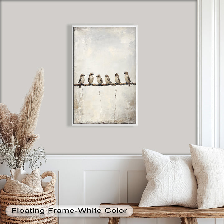 Six Birds in Stillness – Animal Oil Painting