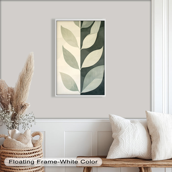 Minimalist Leaf  – Monochrome Botanical Oil Painting