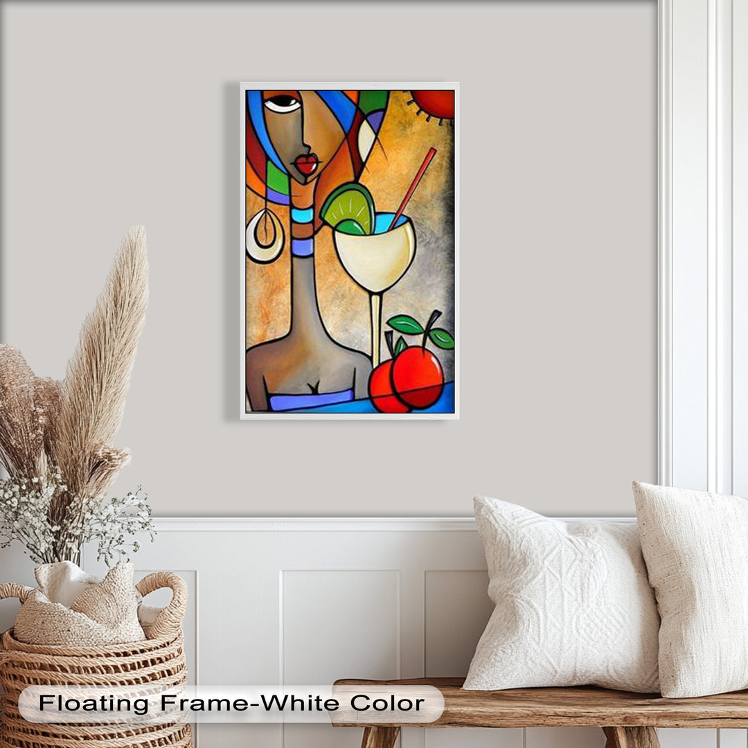 Tropical Gaze – Lebendiges Cocktail Muse Picasso Ölgemälde