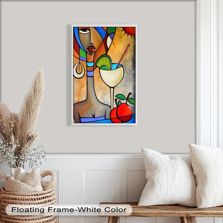 Tropical Gaze – Lebendiges Cocktail Muse Picasso Ölgemälde
