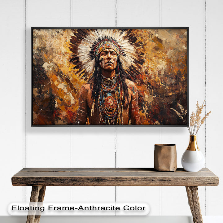 Sacred Flame – Tribal Warrior Portrait Oil Painting