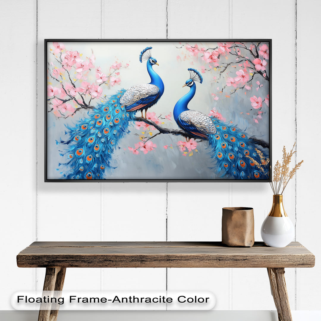 Peacocks Among Cherry Blossoms – Animal Oil Painting