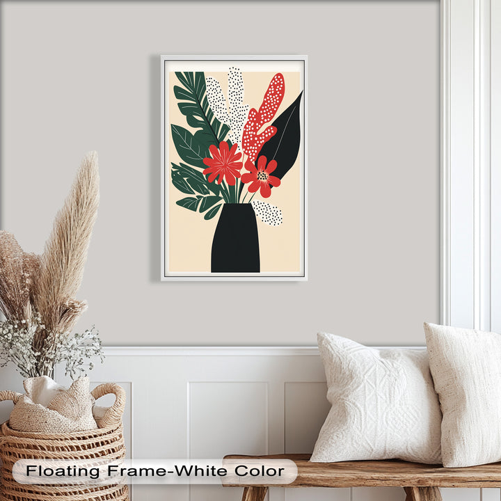 Purpurrote Blüte in monochromer Vase – Modernes florales Ölgemälde