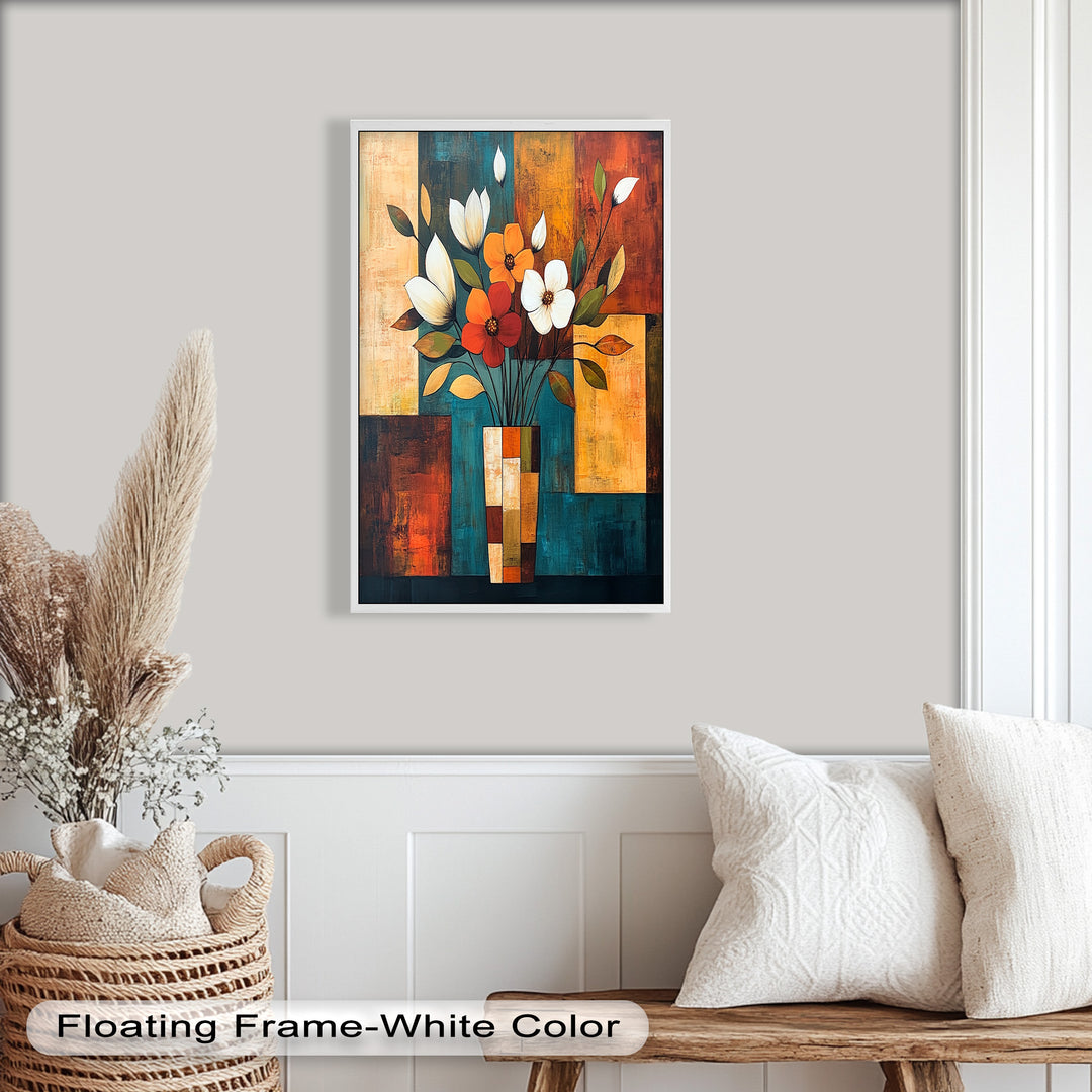 Geometric Bloom – Modern Floral Abstract Oil Painting