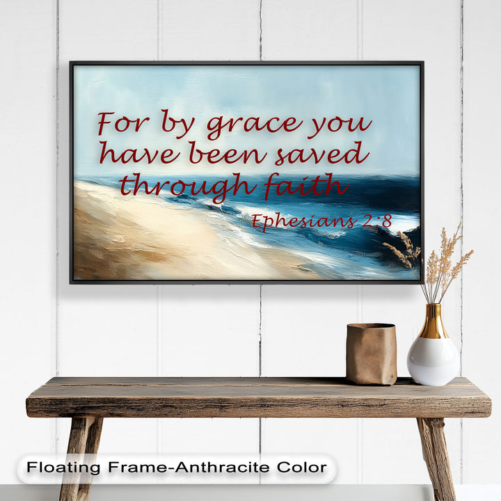 Ephesians 2:8 – Grace Through Faith Bible Verse Oil Painting