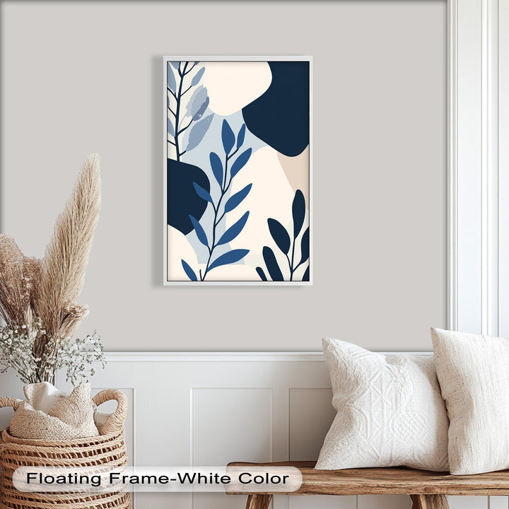 Indigo Serenity – Minimalist Botanical Oil Painting