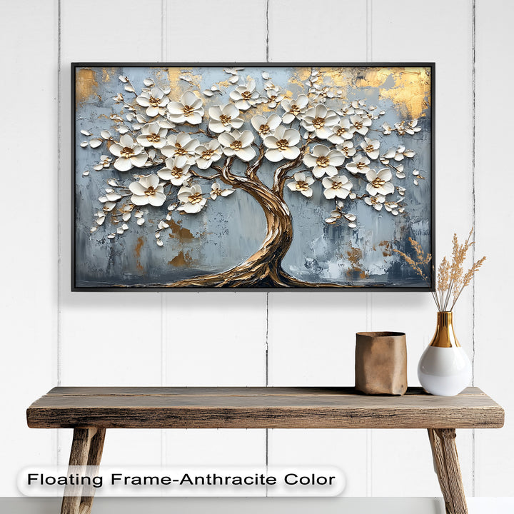 Golden Blossom Tree – Floral Oil Painting