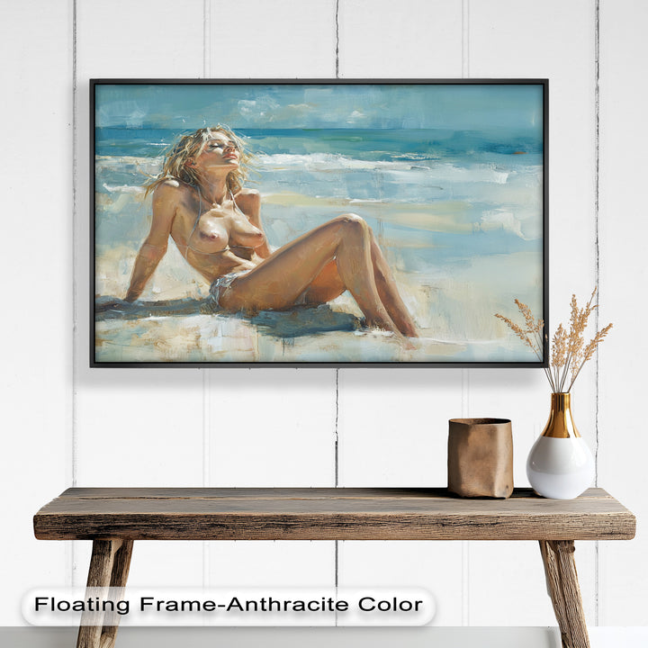 Sun-Kissed Serenity – Beachside Nude Figurative Oil Painting