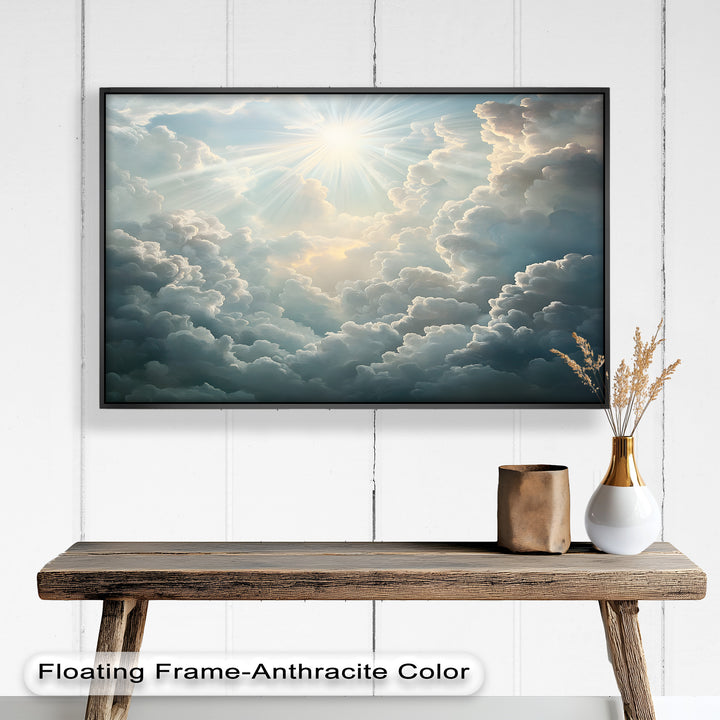 Sonne scheint durch Wolken – Ölgemälde „Strahlender Himmel“